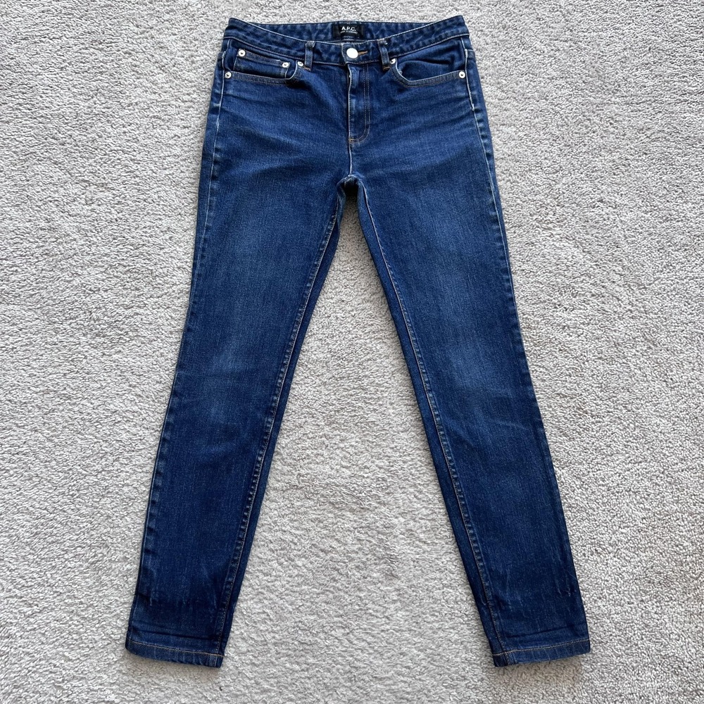 A.P.C. High Standard Skinny Jeans Womens 27 Blue Mid Rise Dark Wash Stretch